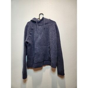 Vince 100% Wool Hoodie Womens L Blue Knit Pullover Luxury Minimalist